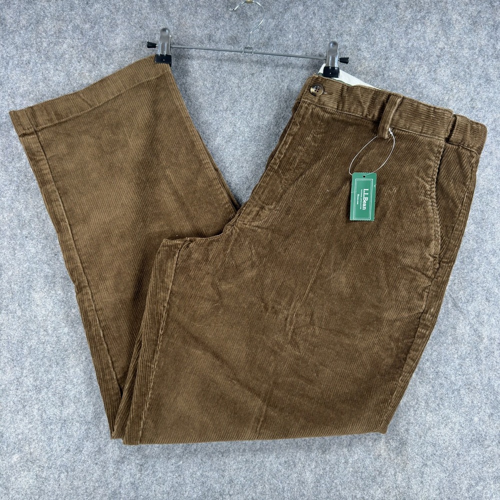 LL Bean Pants Mens 38x29 Brown Corduroy Comfort Waist Stretch Chino Casual